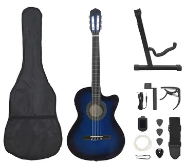 vidaXL 12-dijelni set gitare Western s ujednačivačem i 6 žica plavi - Venlo