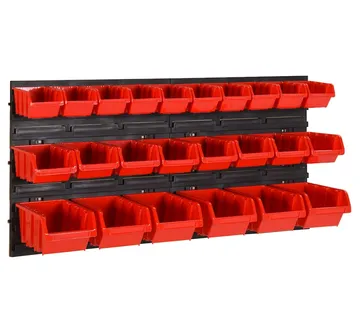 vidaXL Set polica za radionicu od 26 dijelova, crvene i crne, 77 x 39 cm, polipropilen - Venlo