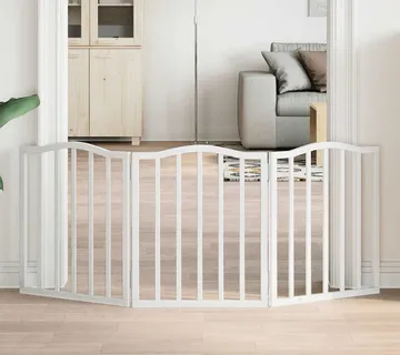 vidaXL Vrata za pse s 3 panela sklopiva bijela 150 cm od drva topole - Venlo