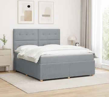 vidaXL Boxspring krevet s madracem Svjetlosiva 180 x 200 cm Tkanina - Venlo