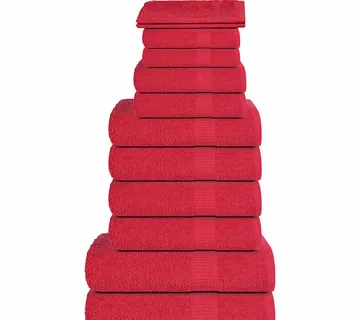 vidaXL Set ručnika FROGN od 12 dijelova crveni 360 g/m² - Venlo