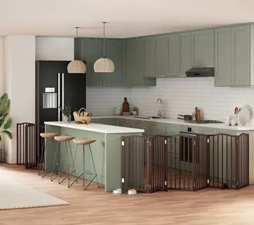 vidaXL Vrata za pse s vratašcima 9 panela sklopiva 450 cm drvo topole - Venlo