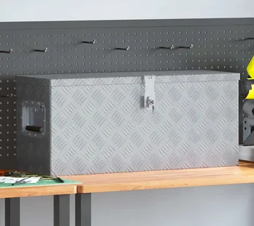 vidaXL Aluminijska kutija 76,5 x 26,5 x 33 cm srebrna - Venlo