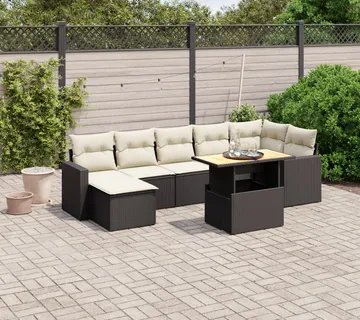 vidaXL 8-dijelni set vrtnih sofa od poliratana s jastucima crni - Venlo