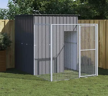 vidaXL Kućica za pse s igralištem antracit 165 x 251 x 181 cm čelična - Venlo