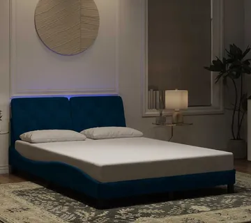 vidaXL Okvir kreveta s LED-om bez madraca plavi 120 x 200 cm baršunasti - Venlo