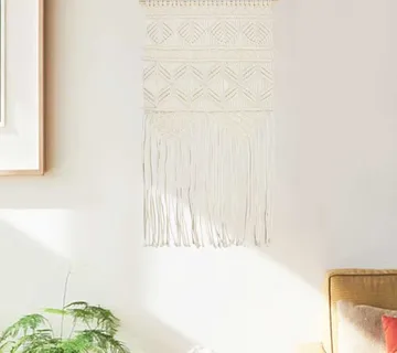 vidaXL Zidna vješalica s makrameom 40 x 80 cm pamučna - Venlo