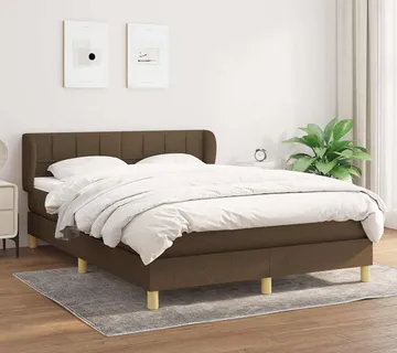 vidaXL Krevet s oprugama i madracem tamnosmeđi 140 x 190 cm od tkanine - Venlo