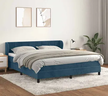 vidaXL Krevet s oprugama i madracem tamnoplavi 180x200 cm baršunasti - Venlo