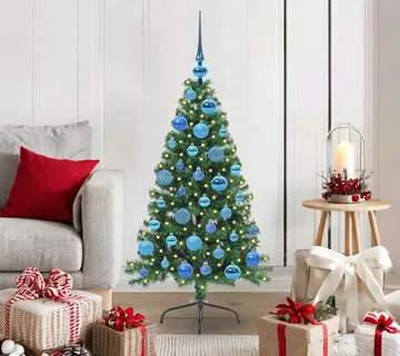 vidaXL Umjetno predsvijetljeno božićno drvce Zelena 120 cm PVC - Venlo
