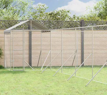 vidaXL Vanjski kavez za pse s krovom srebrni 12 x 12 x 2,5 m čelični - Venlo