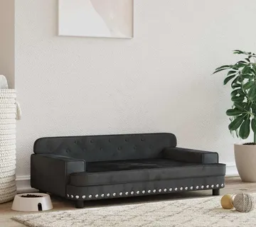 vidaXL Krevet za pse crna 90 x 53 x 30 cm baršunasti - Venlo