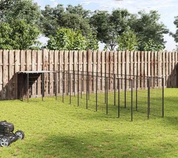 vidaXL Kavez za pse crni 7,26 m² čelični - Venlo