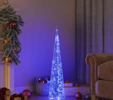 vidaXL Akrilni ukrasni stožac s LED svjetlima plavi 90 cm - Venlo