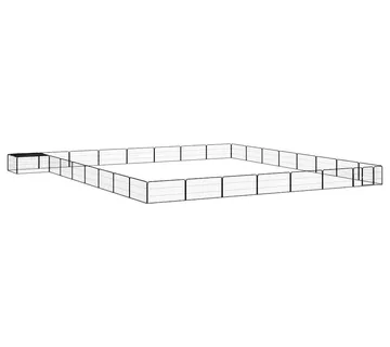 vidaXL Ograda za pse s 32 panela crna 100 x 50 cm čelik obložen prahom - Venlo