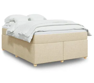 vidaXL Krevet s oprugama i madracem krem 140x200 cm od tkanine - Venlo