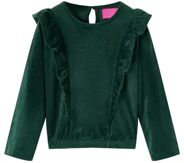vidaXL Dječja bluza s volanima tamnozelena 116 - Venlo