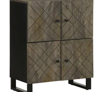 vidaXL Komoda crna 60x33x75 cm Puno drvo Mango - Venlo
