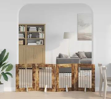 vidaXL Preklopna vrata za pse s postoljem 4 kom. Dimljeni hrast 241 cm - Venlo