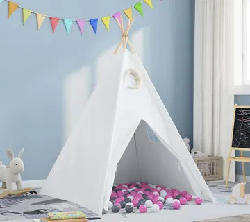 vidaXL Teepee šator Bijelo 120 x 120 x 150 cm Tkanina i plastika - Venlo