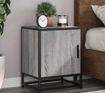 vidaXL Noćni ormarić Sivi Sonoma 40x31x50 cm Konstruirano drvo i metal - Venlo