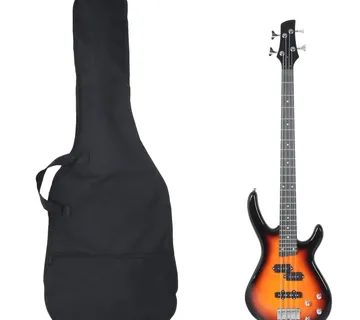 vidaXL Električna bas gitara za početnike s torbom smeđe-crna 4/4 46 " - Venlo