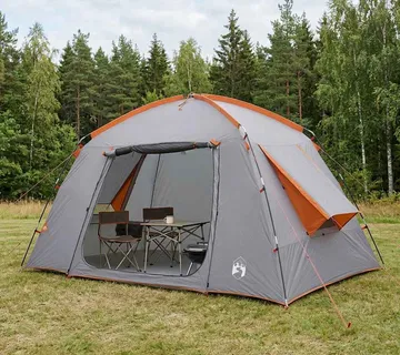vidaXL Kabinski šator Siva i narančasta 300 x 210 x 156 cm Poliester - Venlo