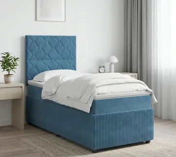vidaXL Boxspring krevet s madracem Plava 90 x 190 cm Baršun - Venlo