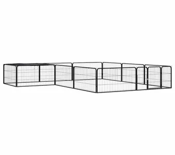 vidaXL Ograda za pse s 12 panela crna 100 x 50 cm čelik obložen prahom - Venlo