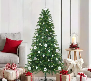 vidaXL Božićno drvce s 150 LED svjetlima s stalakom Zelena 150 cm PE - Venlo