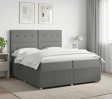 vidaXL Boxspring krevet s madracem Tamnosiva 200 x 200 cm Tkanina - Venlo