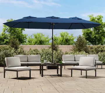 vidaXL Dvostruki vrtni suncobran azurnoplavi 449 x 265 cm - Venlo