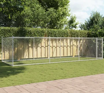 vidaXL Kavez za pse s vratima sivi 6 x 2 x 1,5 m od pocinčanog čelika - Venlo