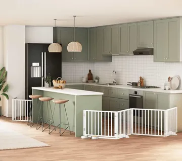vidaXL Vrata za pse s vratašcima 6 panela sklopiva 480 cm drvo topole - Venlo