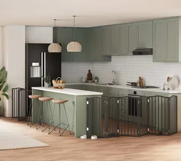 vidaXL Vrata za pse s vratašcima 9 panela sklopiva 450 cm drvo topole - Venlo