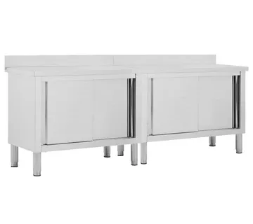 vidaXL Radni stolovi s kliznim vratima 2 kom 240x50x(95-97)cm cm čelik - Venlo