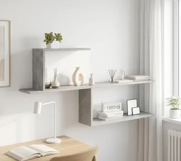 vidaXL Polica na zidu Betonska siva 122 x 18 x 60 cm Konstruirano drvo - Venlo