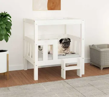 vidaXL Krevet za pse bijeli 65,5x50,5x70 cm od masivne borovine - Venlo