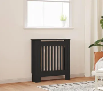vidaXL Pokrivač radijatora Crna 78 x 19 x 81,5 cm Konstruirano drvo - Venlo