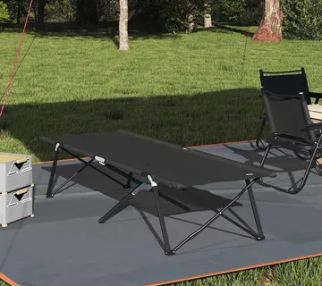 vidaXL Sklopivi kamperski krevet Crna 206 x 76 x 74 cm Oxford i čelik - Venlo