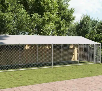 vidaXL Kavez za pse s krovom i vratima sivi 10x2x2 m pocinčani čelik - Venlo