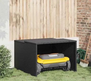vidaXL Garaža za robotsku kosilicu crna 86x90x52/57 cm od poliratana - Venlo