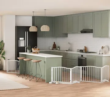 vidaXL Vrata za pse s vratašcima 8 panela sklopiva 640 cm drvo topole - Venlo