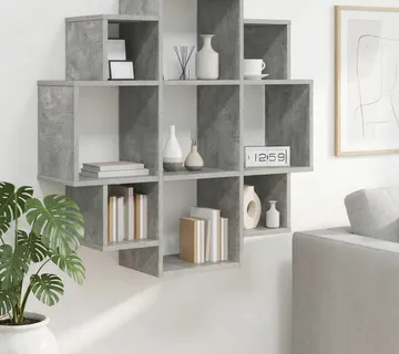 vidaXL Polica na zidu Betonska siva 90 x 25 x 90 cm Konstruirano drvo - Venlo