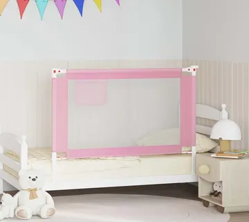 vidaXL Sigurnosna ograda za dječji krevet ružičasta 120x25 cm tkanina - Venlo
