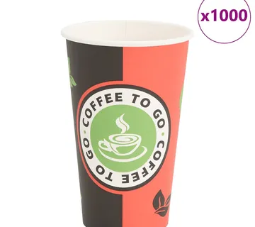vidaXL Papirnate šalice za kavu 1000 kom 16 oz 400 ml crvene i crne - Venlo