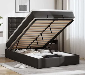 vidaXL Otomanski okvir kreveta s madracem crni 120x200cm umjetna koža - Venlo