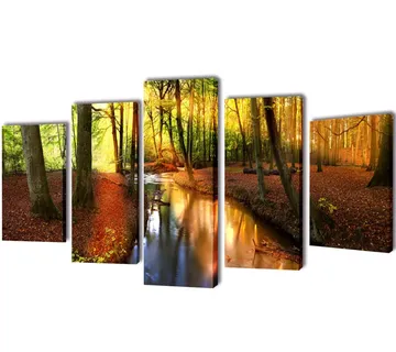 vidaXL Set zidnih slika na platnu s uzorkom šume 200 x 100 cm - Venlo