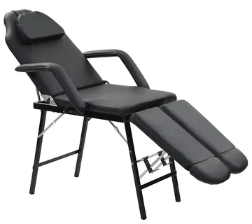 vidaXL Prenosiva kozmetička stolica od umjetne kože 185 x 78 x 76 cm crna - Venlo