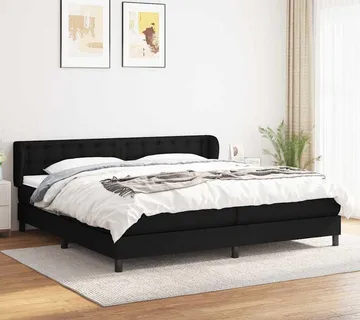 vidaXL Krevet s oprugama i madracem crni 200x200 cm od tkanine - Venlo